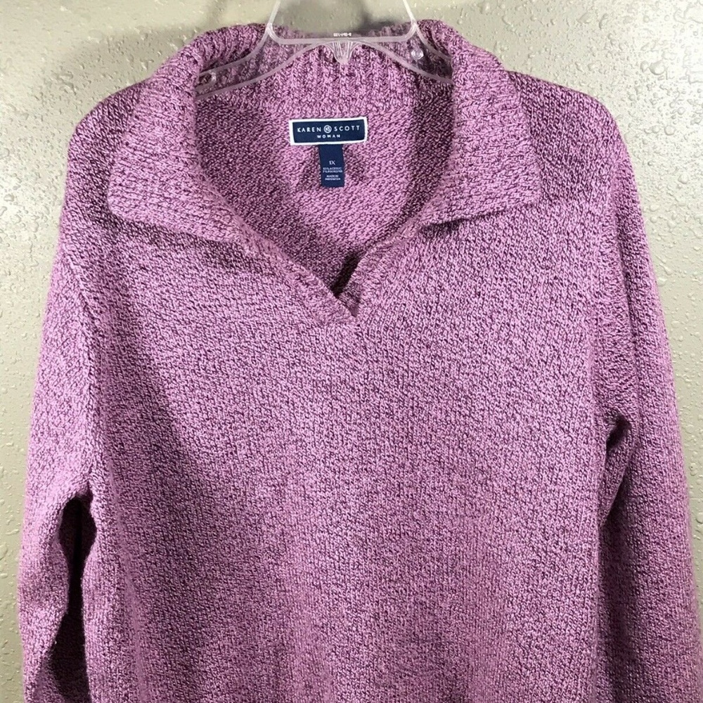 KAREN SCOTT Womens Size 1X Purple Pullover Sweater